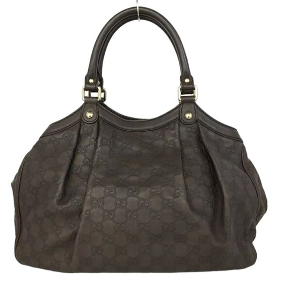 GUCCI: GUCCISsima Sukey GG Logo Tote Hand Bag Brown #1387 - Picture 2 of 11